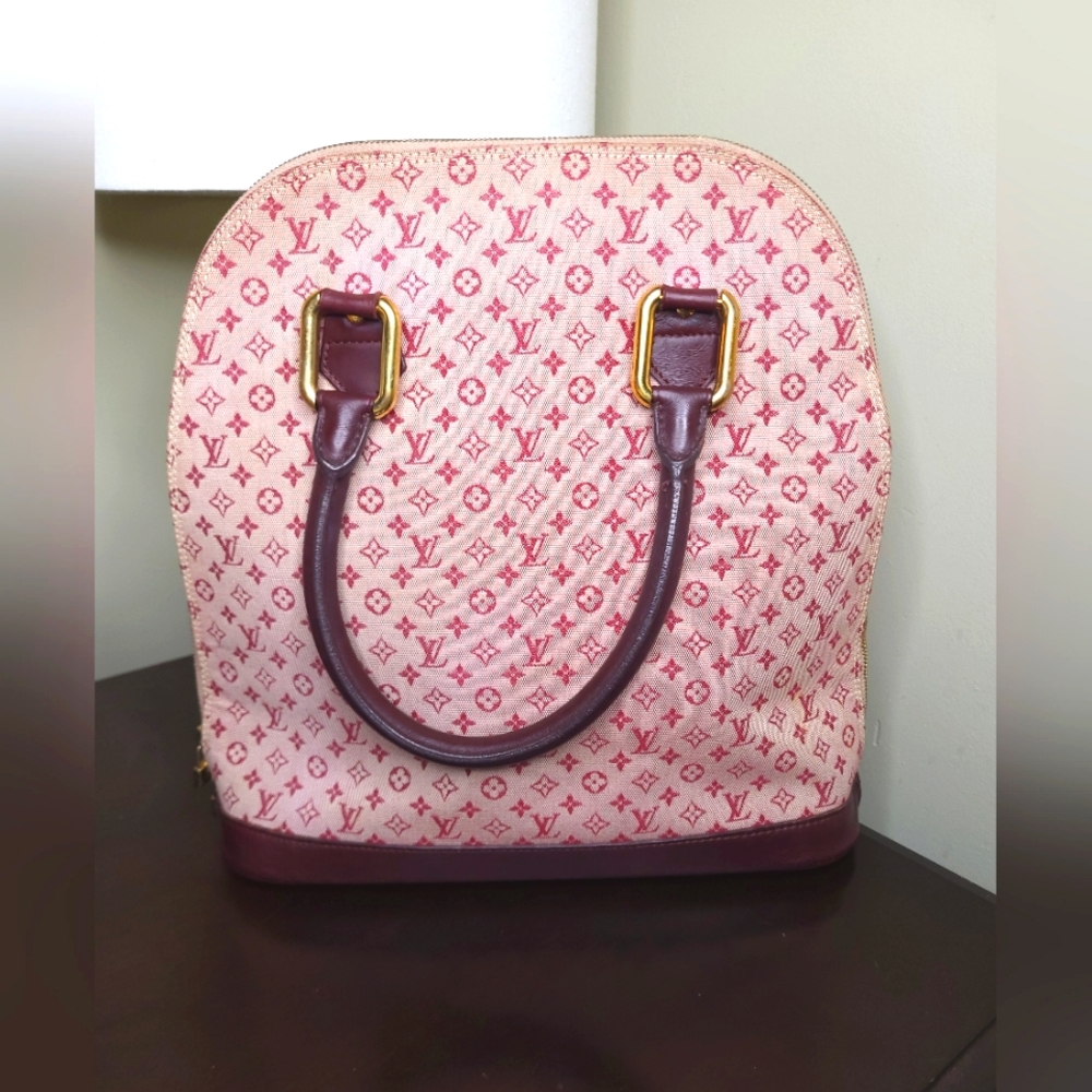 Louis Vuitton Vintage Denim Alamo Red Monogram Min Lin Alma Handbag